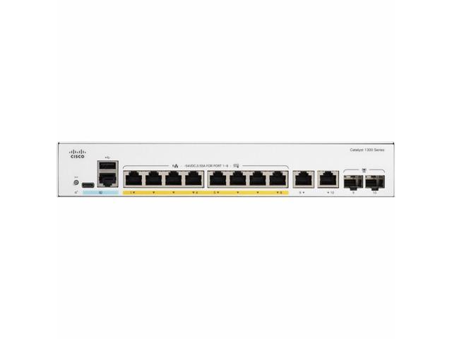 Cisco Catalyst C1300-8P-E-2G Ethernet Switch, 8 Ports - Manageable - Gigabit Ethernet - 10/100/1000Base-T, 1000Base-X - 3 Layer Supported