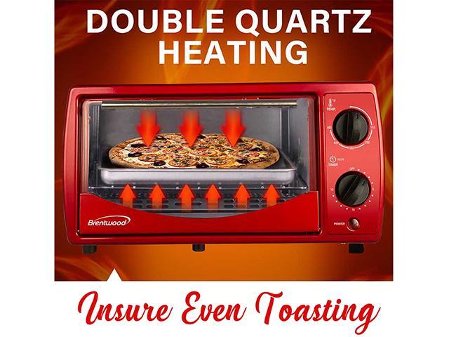 Brentwood TS-345R Stainless Steel 4 Slice Toaster Oven, Ruby Red