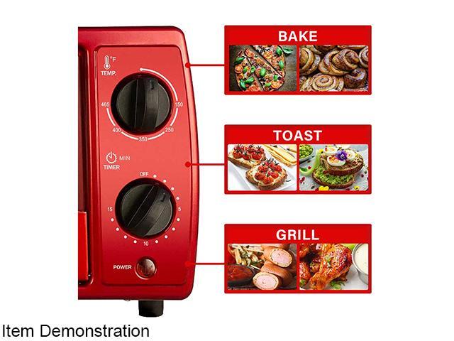 Brentwood TS-345R Stainless Steel 4 Slice Toaster Oven, Ruby Red