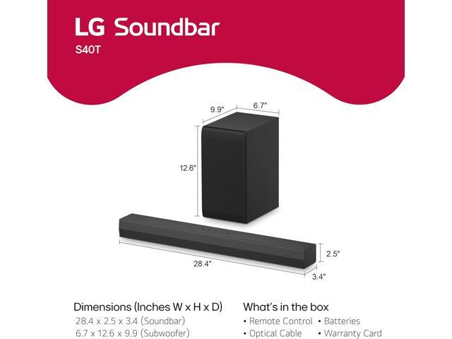 LG - 2.1-Channel S40T Soundbar with Wireless Subwoofer, Bluetooth Connectivity, Dolby Audio and WOW Orchestra - Black - image 2