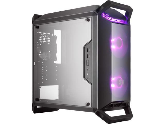 Cooler Master MasterBox Q300P Micro ATX Tower w/ Front & Top Dark Mirror Panel, Transparent Acrylic Side Panel, Adjustable I/O & 2x 120mm RGB Fans.