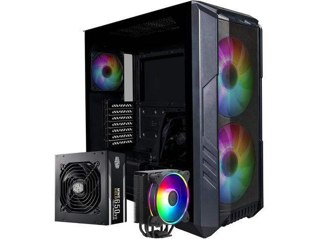 Cooler Master HAF 500 High-Airflow Mid-Tower ATX Gaming Case + Hyper 212 Halo CPU Cooler 140W TDP + 650W Gold PSU - 3x ARGB Fans, 120mm GPU Fan,...