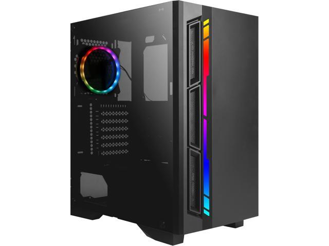 Antec NX Series NX400, Mid-Tower ATX Gaming Case, Tempered Glass Side Panel & LED Strip Front Panel, 360 mm Radiator Support, 1 x 120 mm ARGB Fan.