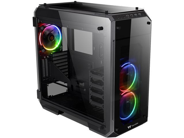 Thermaltake View 71 RGB 4-Sided Tempered Glass Vertical GPU Modular E-ATX Gaming Full Tower Computer Case with 3 RGB LED Riing Fan Pre-installed.