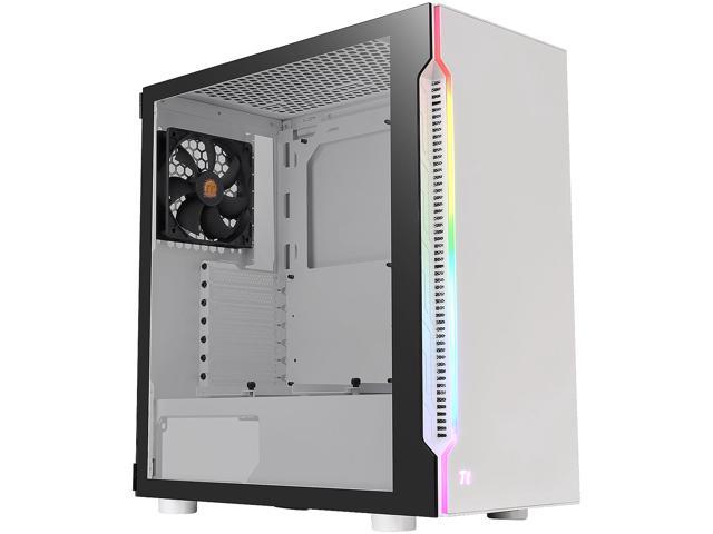 Thermaltake H200 Tempered Glass Snow Edition RGB Light Strip ATX Mid Tower Case with One 120mm Rear Fan Pre-Installed - CA-1M3-00M6WN-00