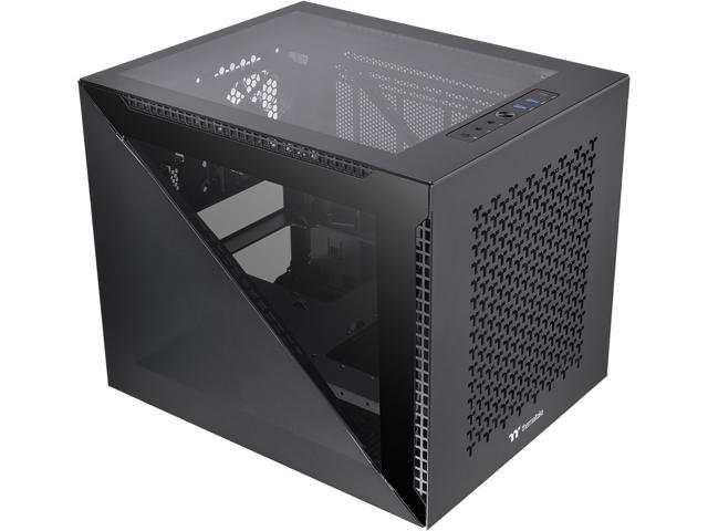 Thermaltake Divider 200 TG Air Front Mesh Black Edition Triangular Tempered Glass Side Panel Micro-ATX Computer Case with Pre-installed 200mm Front.