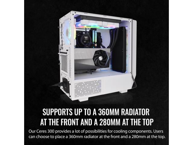 Thermaltake Ceres 300 Snow Edition Mid Tower E-ATX Computer Case With Tempered Glass Side Panel; 2xCT140 ARGB Fan Preinstalled; Rotational PCIe...
