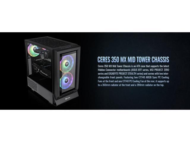 Thermaltake Ceres 350 MX Black Mid Tower ATX Case; 3 Pre-installed ARGB Fans; Dual Front Panels; Hidden-Connector Motherboard Compatible;...