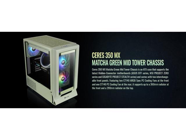 Thermaltake Ceres 350 MX Matcha Green Mid Tower ATX Case; 3 Pre-installed ARGB Fans; Dual Front Panels; Hidden-Connector Motherboard Compatible;...