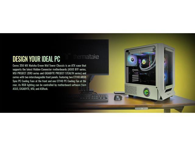Thermaltake Ceres 350 MX Matcha Green Mid Tower ATX Case; 3 Pre-installed ARGB Fans; Dual Front Panels; Hidden-Connector Motherboard Compatible;...