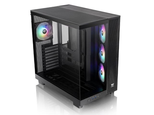 Thermaltake - View 380 XL TG ARGB Dual-Chamber Chassis with Hidden-Connector Motherboard Support ATX Mid Tower PC Case - Black - image 7