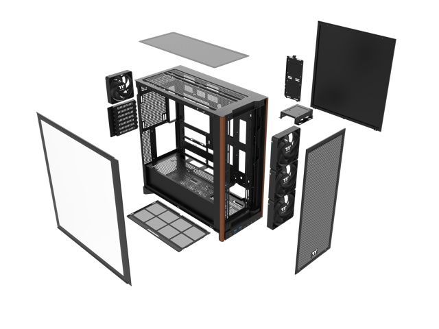 Thermaltake S370 WS; Mid Tower Chassis; Wood Front Trim; 4x120mm CT120 PWM Fans Included; 360mm Radiator Support; 410mm GPU Clearance; 200mm Max...