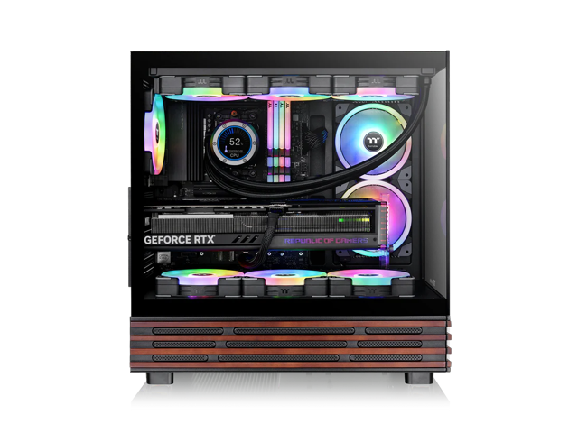 Thermaltake View 270 Plus WS ARGB; Mid Tower; 3x120mm Lite Fans Included; 360mm Radiator Support; 420mm GPU Clearance; Bottom Wood Trim;...