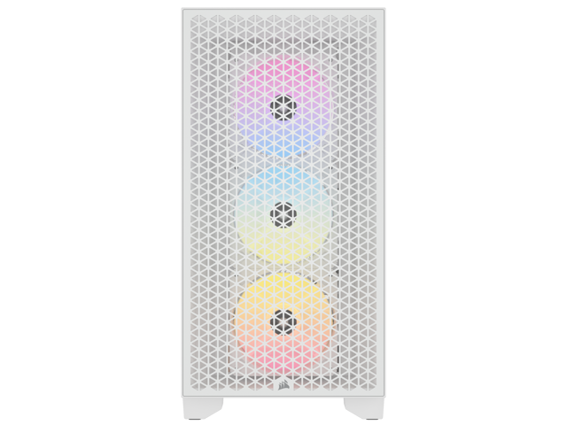 CORSAIR 3000D RGB AIRFLOW Mid-Tower PC Case - White - 3x AR120 RGB Fans - Four-Slot GPU Support - Fits up to 8x 120mm fans - High Airflow Design