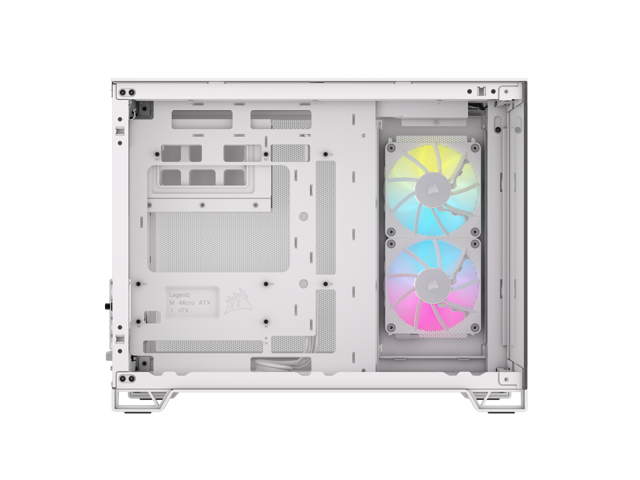 CORSAIR iCUE LINK 2500X RGB Micro ATX Dual Chamber PC Case - White - Two Tempered Glass Panels - 2x RX120 RGB Fans Included - Highly Customizable