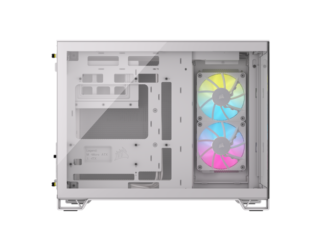 CORSAIR iCUE LINK 2500X RGB Micro ATX Dual Chamber PC Case - White - Two Tempered Glass Panels - 2x RX120 RGB Fans Included - Highly Customizable