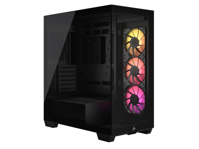 CORSAIR 3500X ARGB Tempered Glass Mid-Tower PC Case, Black - 3x Pre-Installed RS120 ARGB Fans - Reverse Connection Motherboard Compatible - Fits up...