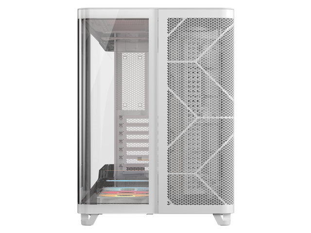 Corsair AIR 5400 RS-R ARGB Triple Chamber Mid-Tower PC Case-White with 3x RS-R 120mm reverse PWM ARGB fans Pre-installed, BTF Back Plug Motherboard...
