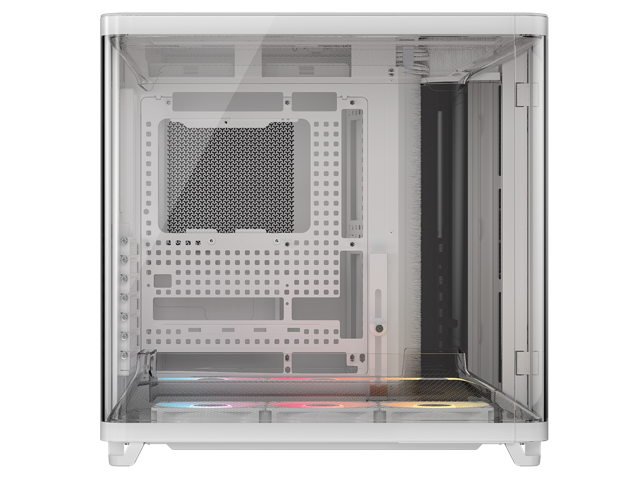 Corsair AIR 5400 RS-R ARGB Triple Chamber Mid-Tower PC Case-White with 3x RS-R 120mm reverse PWM ARGB fans Pre-installed, BTF Back Plug Motherboard...