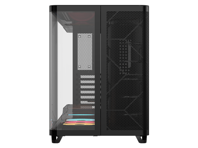 Corsair AIR 5400 LX-R RGB iCUE LINK Triple Chamber Mid-Tower PC Case-Black with 3x iCUE LINK LX-R RGB 120mm reverse-rotor fans and System Hub...