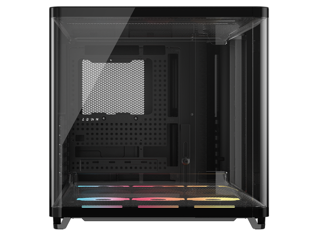 Corsair AIR 5400 LX-R RGB iCUE LINK Triple Chamber Mid-Tower PC Case-Black with 3x iCUE LINK LX-R RGB 120mm reverse-rotor fans and System Hub...