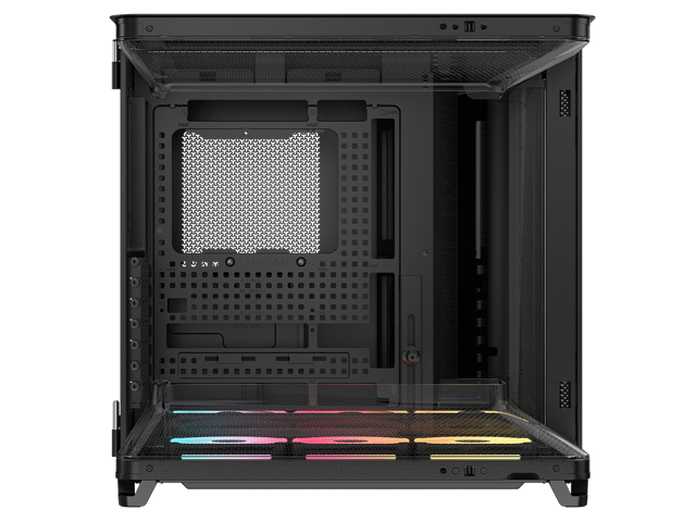 Corsair AIR 5400 LX-R RGB iCUE LINK Triple Chamber Mid-Tower PC Case-Black with 3x iCUE LINK LX-R RGB 120mm reverse-rotor fans and System Hub...