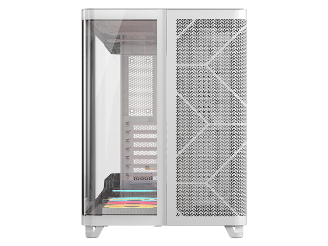 Corsair AIR 5400 LX-R RGB iCUE LINK Triple Chamber Mid-Tower PC Case-White with 3x iCUE LINK LX-R RGB 120mm reverse-rotor fans and System Hub...