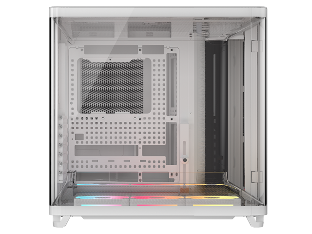 Corsair AIR 5400 LX-R RGB iCUE LINK Triple Chamber Mid-Tower PC Case-White with 3x iCUE LINK LX-R RGB 120mm reverse-rotor fans and System Hub...
