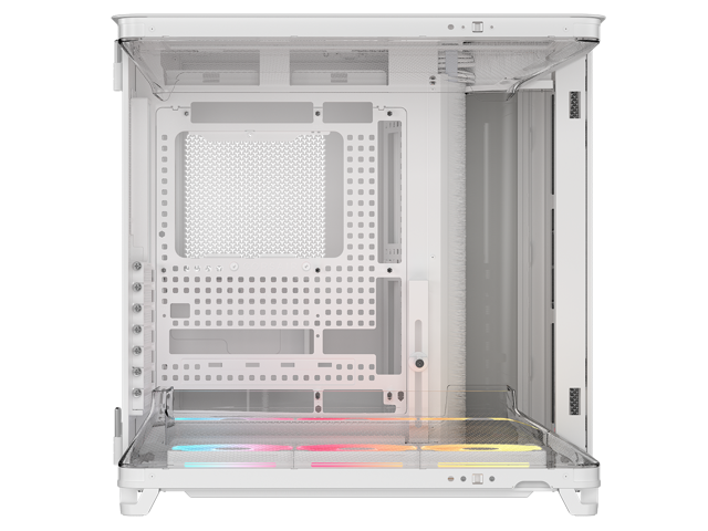 Corsair AIR 5400 LX-R RGB iCUE LINK Triple Chamber Mid-Tower PC Case-White with 3x iCUE LINK LX-R RGB 120mm reverse-rotor fans and System Hub...