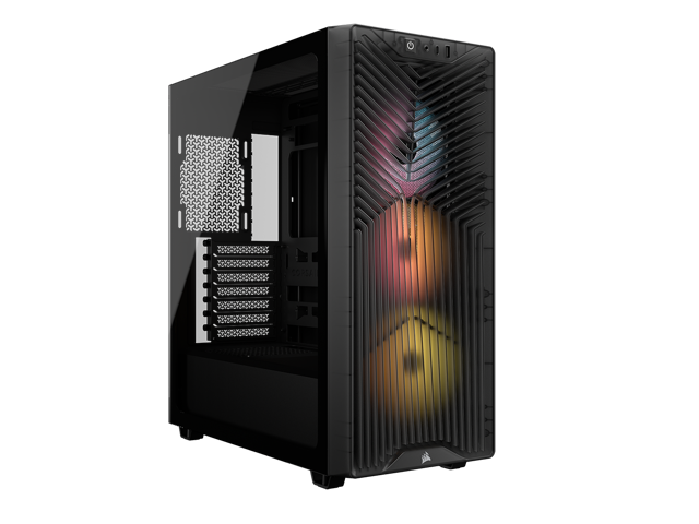 The CORSAIR 3200D RS ARGB is a spacious and fully-loaded mid-tower chassis with 3x RS120 ARGB fans and useful DIY features for an easy build with.