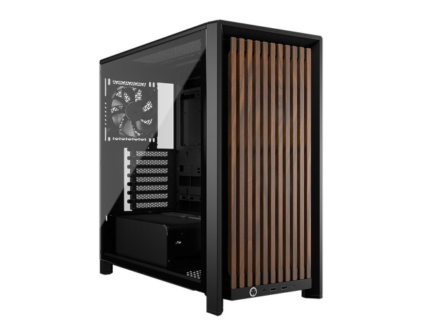 CORSAIR FRAME 4000D WOOD RS Modular High Airflow Mid-Tower PC Case, Black & Walnut. 3x 360mm Radiator Mounts. 4x RS120 PWM fans included - 13x...