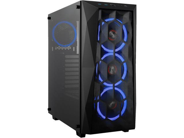 Rosewill SPECTRA X-Blue ATX Mid Tower Gaming PC Computer Case, Supports 240mm & 360mm Liquid Coolers, 4 Dual-Ring Blue LED Fans, Steel Airflow Mesh, Tempered Glass