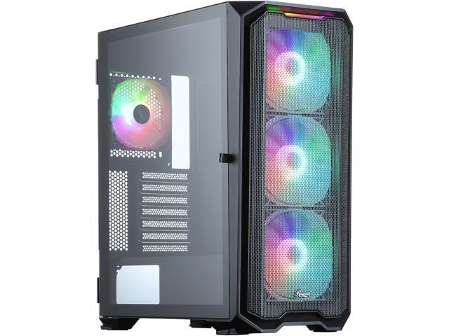 CHALLENGER Rosewill Gaming Computer PC Case ATX Mid Tower Blue LED Front Fan 