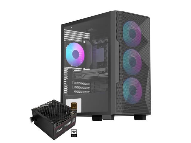 Rosewill FBM-X6 Black Micro ATX Mid Tower Case - Tempered Glass Side Panel, High Airflow, 4X PWM ARGB Fans, Dedicated Cable Routing Clips, Pre-Installed 650W 80+ Gold PSU