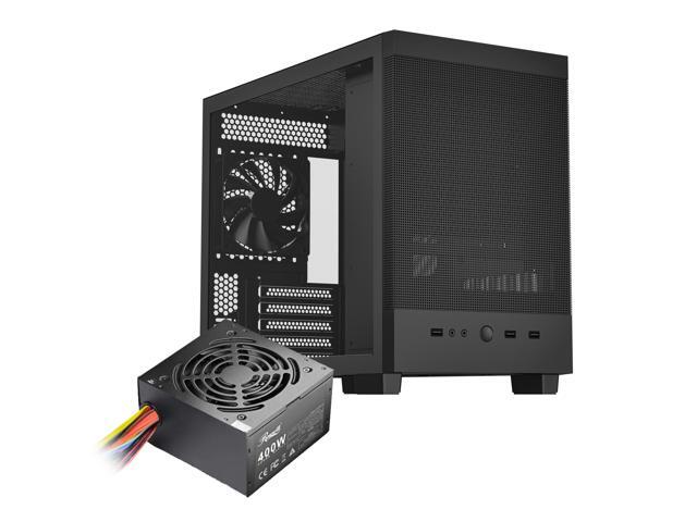 Rosewill Micro ATX Mini PC Computer Case with Pre-Installed 400W Power Supply Left Temper Glass Side Panel Front and Side Mesh 240mm & 280mm...