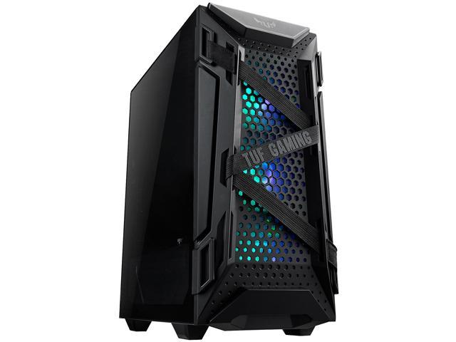 ASUS TUF Gaming GT301 Mid-Tower Compact Case for ATX Motherboards with Honeycomb Front Panel, 3 x 120mm AURA Addressable RBG Fans, Headphone.
