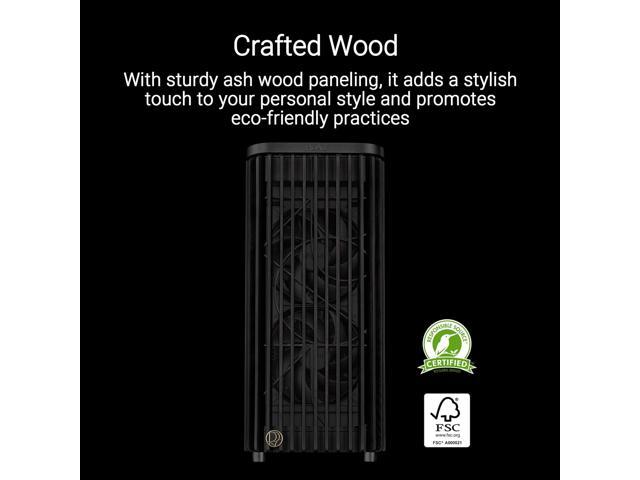 ASUS ProArt PA401 Wood Edition ATX Mid-Tower Case - Tempered Glass, FSC-Certified Wooden Front Panel, Dual 160mm Fans, Power & Reset Button Lock,...