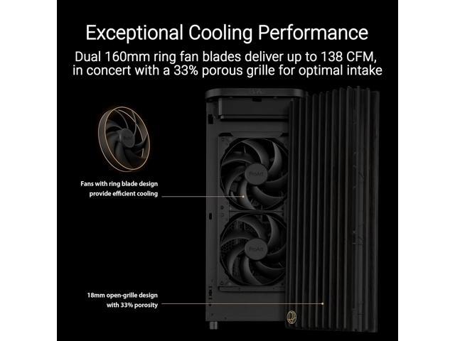 ASUS ProArt PA401 Wood Edition ATX Mid-Tower Case - Tempered Glass, FSC-Certified Wooden Front Panel, Dual 160mm Fans, Power & Reset Button Lock,...