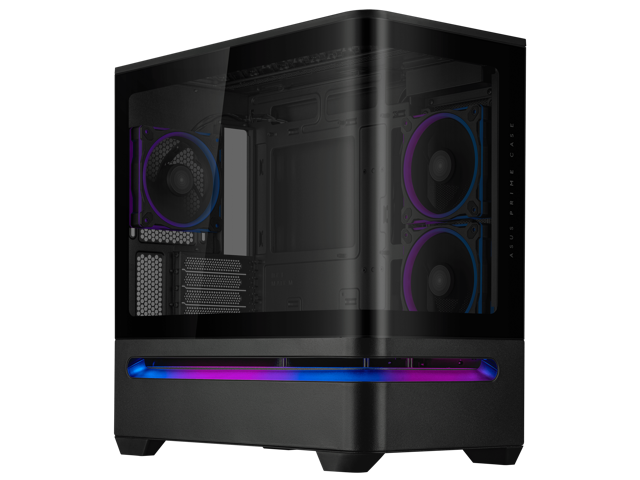 ASUS Prime AP202 ARGB Black mATX case with fully tempered curved glass, supports graphics cards up to 420mm long, 360mm long radiators, easy-detach...
