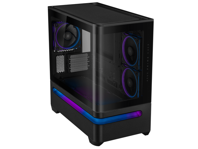 ASUS Prime AP202 ARGB Black mATX case with fully tempered curved glass, supports graphics cards up to 420mm long, 360mm long radiators, easy-detach...