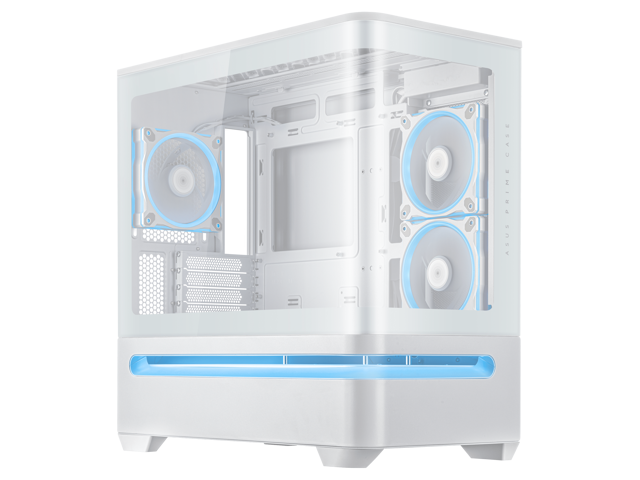 ASUS Prime AP202 ARGB White mATX case with fully tempered curved glass, supports graphics cards up to 420mm long, 360mm long radiators, easy-detach...
