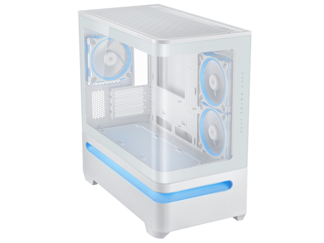 ASUS Prime AP202 ARGB White mATX case with fully tempered curved glass, supports graphics cards up to 420mm long, 360mm long radiators, easy-detach...