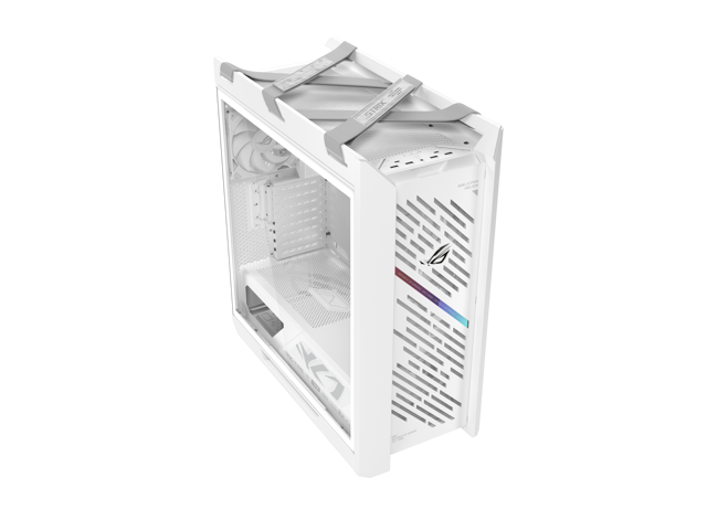 The ASUS ROG Strix Helios II White Edition is an EATX mid-tower gaming PC case featuring dual tempered glass panels and an aluminum diamond-grille...