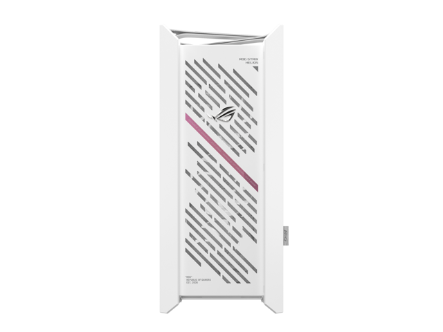 The ASUS ROG Strix Helios II White Edition is an EATX mid-tower gaming PC case featuring dual tempered glass panels and an aluminum diamond-grille...