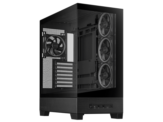 ASUS A31 PLUS Black ATX Case offers a panoramic glass design, supports 360mm radiators and 380mm graphics cards, includes four pre-installed ARGB...