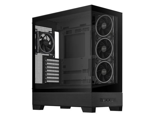 ASUS A31 PLUS Black ATX Case offers a panoramic glass design, supports 360mm radiators and 380mm graphics cards, includes four pre-installed ARGB...
