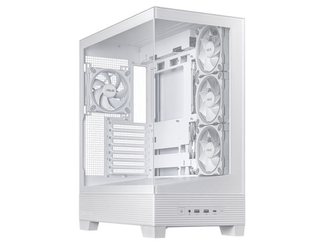 ASUS A31 PLUS White ATX Case offers a panoramic glass design, supports 360mm radiators and 380mm graphics cards, includes four pre-installed ARGB...