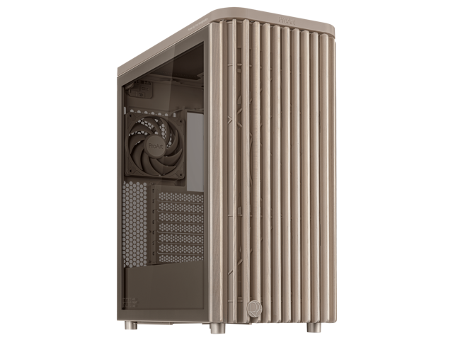 ASUS ProArt PA401 Wood Edition Beige ATX case features a tempered glass panel, supports GPUs up to 315mm, 240mm radiator, 160x32mm fans, button...