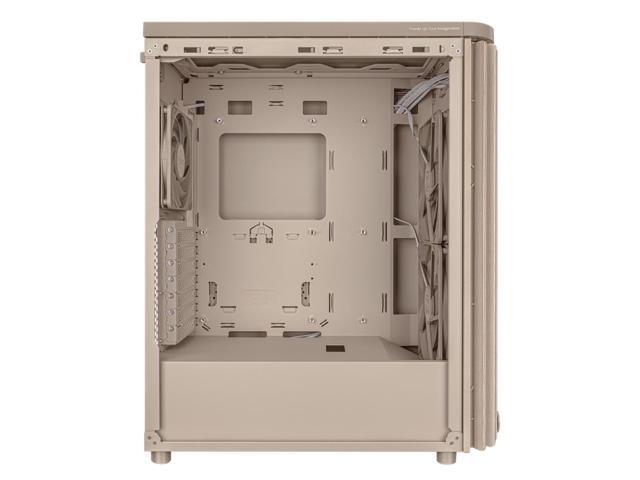 ASUS ProArt PA401 Wood Edition Beige ATX case features a tempered glass panel, supports GPUs up to 315mm, 240mm radiator, 160x32mm fans, button...