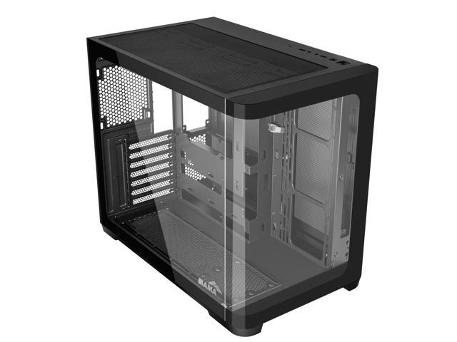 SAMA Mid-Tower PC Case, Curved Tempered Glass, USB Type-C, ATX/MATX/ITX Back-Connect Support, 360mm Liquid Cooler Compatible - V60E Black Computer...